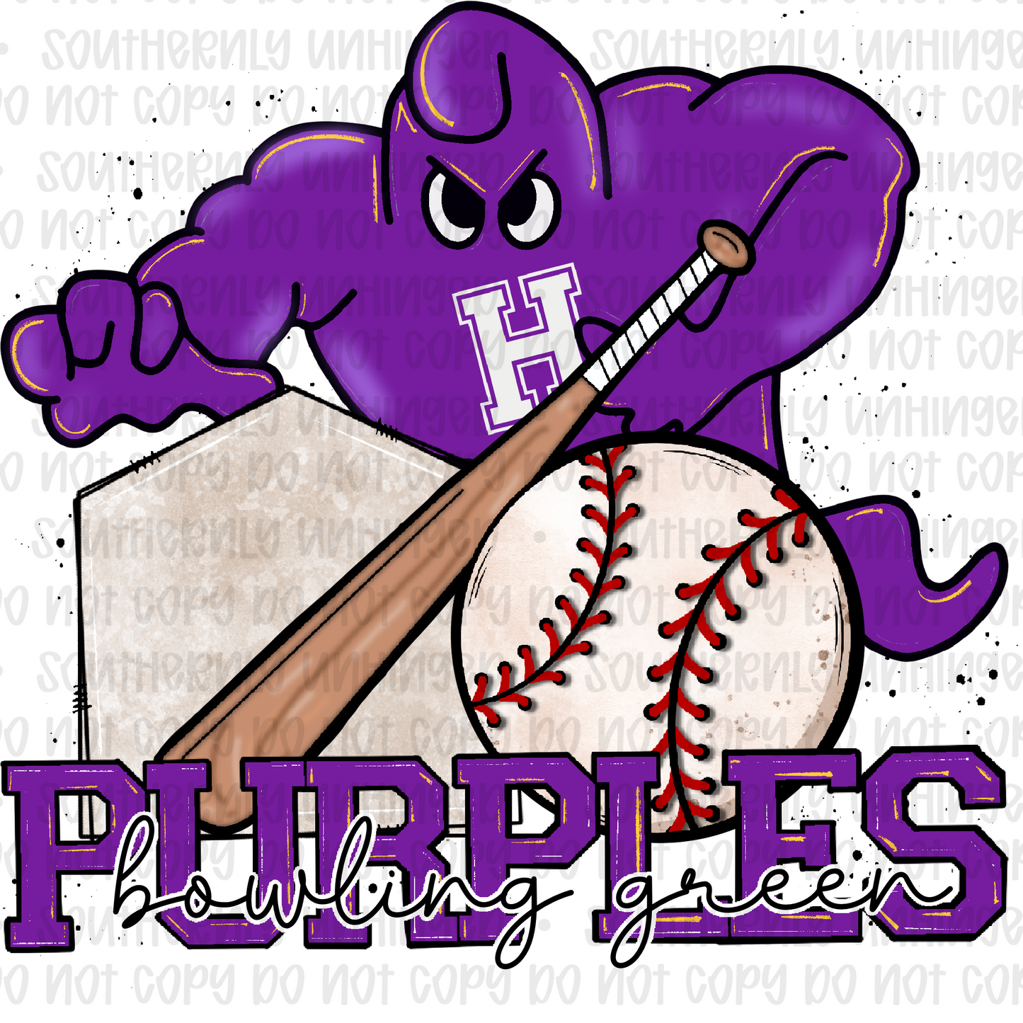 School Purples BG Baseball - Digital Design