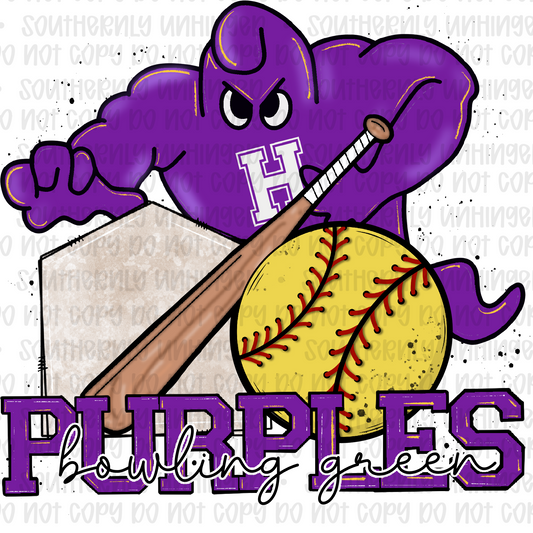 School Purples BG Softball - Digital Download